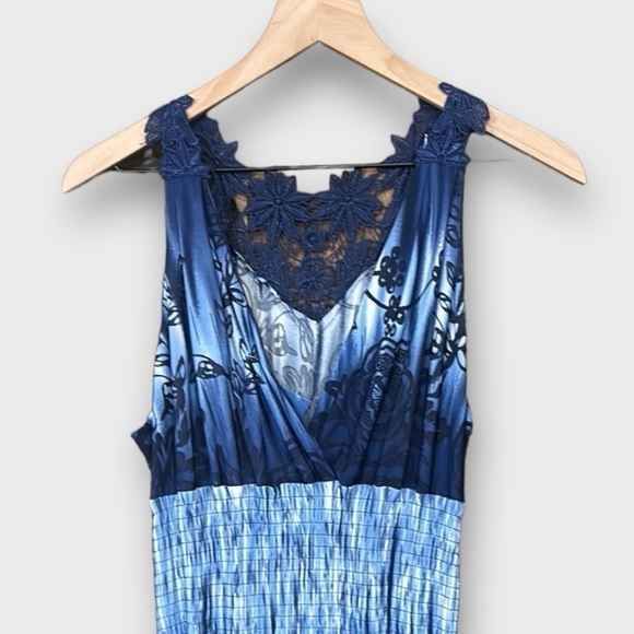 CM Resort Wear Beach Maxi Haltar Dress Blue Size XL - Picture 6 of 12